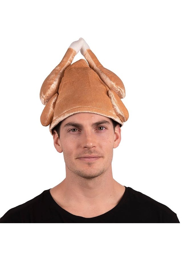 Funny Party Hats - Kangaroo Plush Thanksgiving Day Roasted Turkey Hat Tan - Image 1