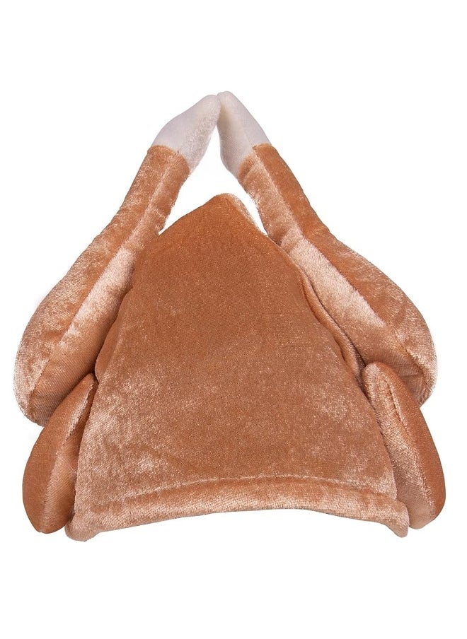 Funny Party Hats - Kangaroo Plush Thanksgiving Day Roasted Turkey Hat Tan - Image 1