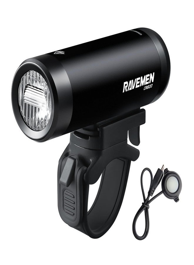 RAVEMEN 600 Lumens Bike Front Light with Wired Remote Switch Anti-Glare Beam 6 Brightness Levels 125 Meters Max Range, CR600 IPX6 Waterproof Bike Headlight for Road Urban Cyclists - Image 1