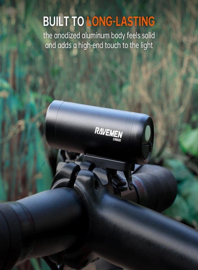 RAVEMEN 600 Lumens Bike Front Light with Wired Remote Switch Anti-Glare Beam 6 Brightness Levels 125 Meters Max Range, CR600 IPX6 Waterproof Bike Headlight for Road Urban Cyclists - Image 3