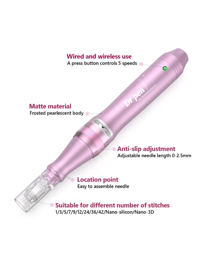 Dr.pen Ultima M7 Microneedling Pen - Comes with 12-Needle, 24-Needle, 36-Needle, and 42-Needle Cartridges (5 of Each) - Purple/White Rechargeable Version - Image 2