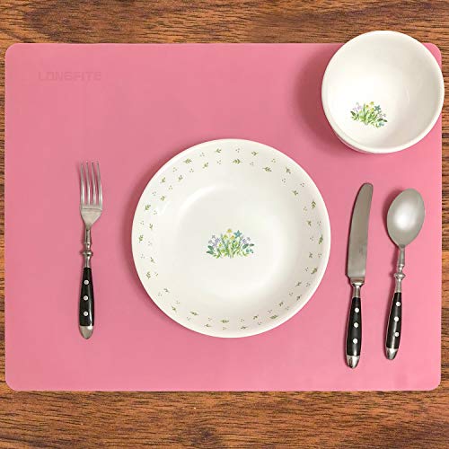 LONGFITE Silicone Baking Mat for Dough Rolling Pastry Fondant Mat Large Nonstick and Nonskid Heat Resistent, Countertop Protector, Dining Table Mat and Placemat (Large, Pink) - Image 4
