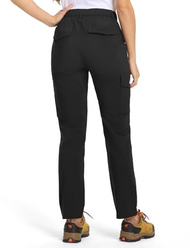 TBMPOY Womens Hiking Cargo Pants Lightweight Water Resistant Quick Dry Fishing Camping Travel Work Pant with 6 Pockets Black M - Image 3