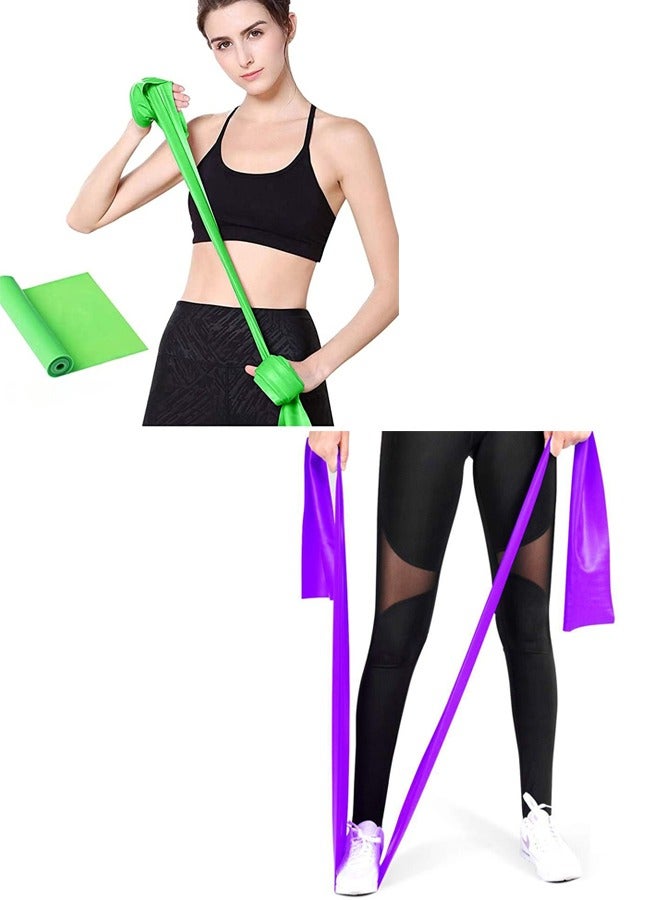 Generic 2 Piece of Resistance Band for Leg Hip And Hip Strength Training Yoga Stretch Elastic Band Purple and Green  - Image 1
