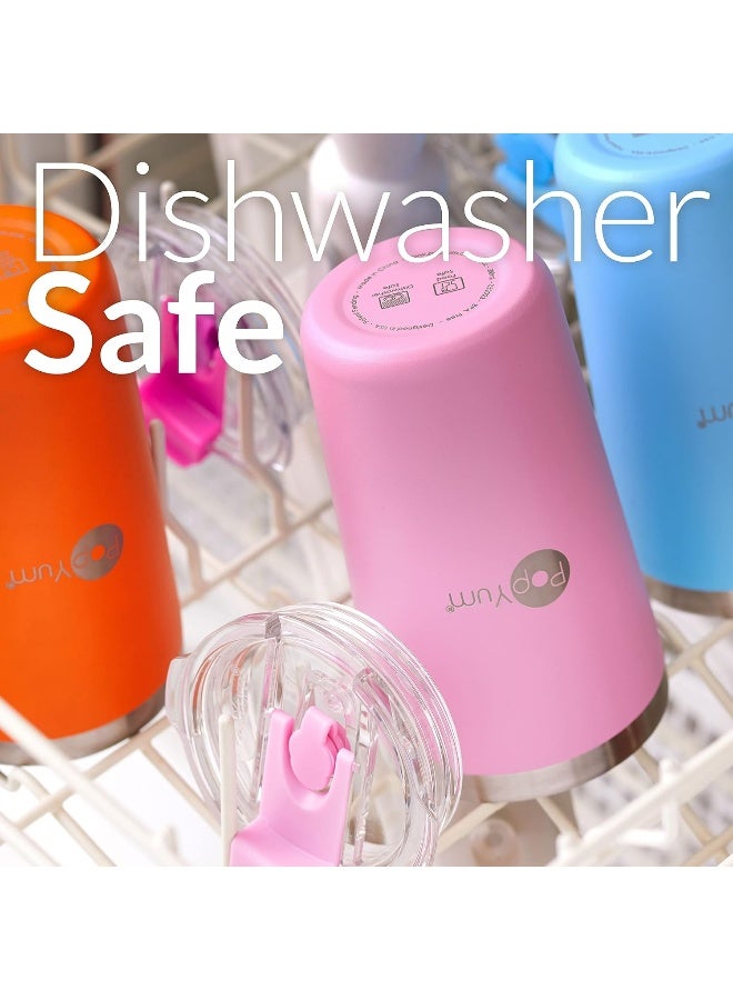 PopYum 13oz Insulated Stainless Steel Kidsâ€™ Cups with Lid and Straw, 2-Pack - Image 5