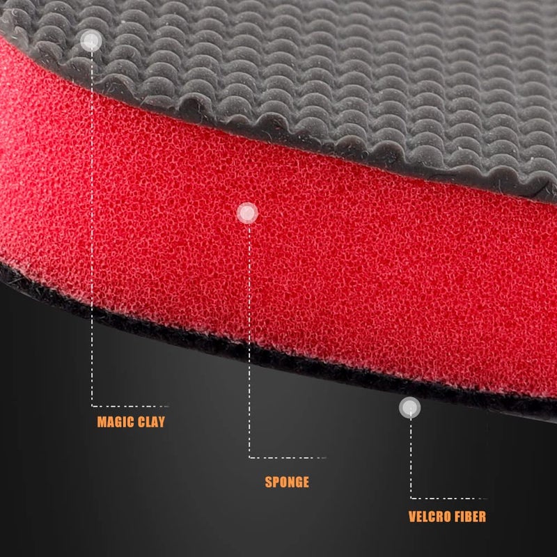 SPTA Clay Bar Pad, 5 Inch Mid Grade,1Pc Handle Grip Pad and 1 Pc Clay Bar Applicator, Synthetic for DA Polisher and Rotary Polisher for Car Detailing, Clay Bars Auto Detailing -CHMLP5MA - Image 5