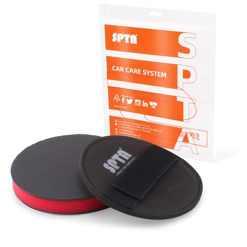 SPTA Clay Bar Pad, 5 Inch Mid Grade,1Pc Handle Grip Pad and 1 Pc Clay Bar Applicator, Synthetic for DA Polisher and Rotary Polisher for Car Detailing, Clay Bars Auto Detailing -CHMLP5MA - Image 1