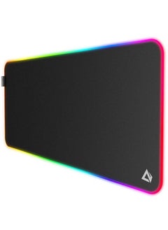 RGB Gaming Mouse Pad Large XXL (900 X 400 X 4 MM) Thick Extended Mouse Mat Non-Slip Spill-Resistant Desk Pad with Special-Textured Surface, Anti-Fray Stitched Edges for Keyboard, PC