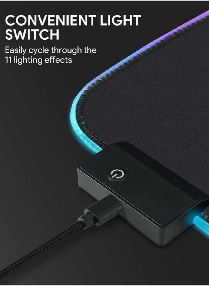 Aukey - RGB Gaming Mouse Pad Large XXL (900 X 400 X 4 MM) Thick Extended Mouse Mat Non-Slip Spill-Resistant Desk Pad with Special-Textured Surface, Anti-Fray Stitched Edges for Keyboard, PC - Image 1