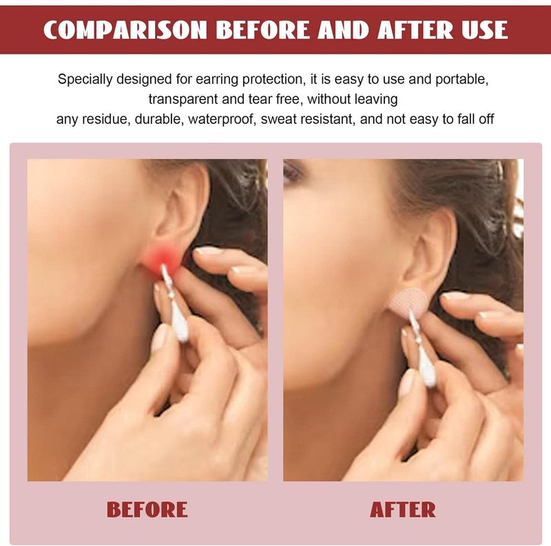 Excefore Invisible Earring Ear-Lobe Support, 50 Pieces Ear Lobe Support Patches for Heavy Earrings, Breathable Earrings Support Pads Earring Waterproof Patches, Stabilizer for Long Time Wearing Earrings - Image 4
