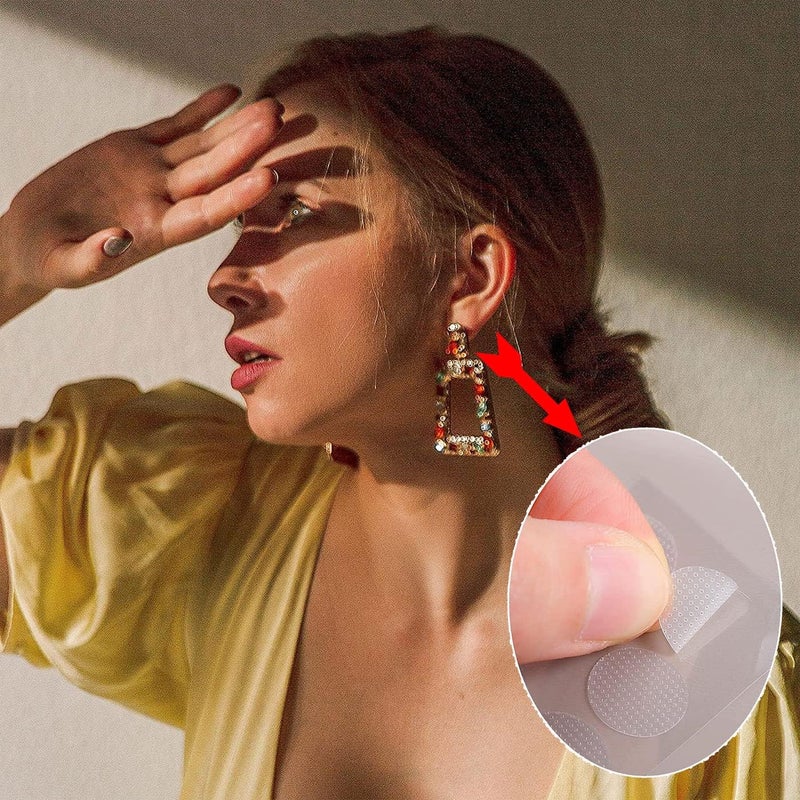 Excefore Invisible Earring Ear-Lobe Support, 50 Pieces Ear Lobe Support Patches for Heavy Earrings, Breathable Earrings Support Pads Earring Waterproof Patches, Stabilizer for Long Time Wearing Earrings - Image 3