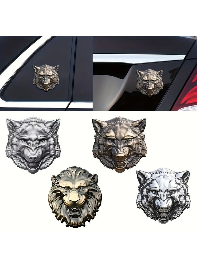 1 Piece Wolf Head Metal Car Sticker Antique Silvery Wolf Side Door Rear Tail Decoration - Image 1