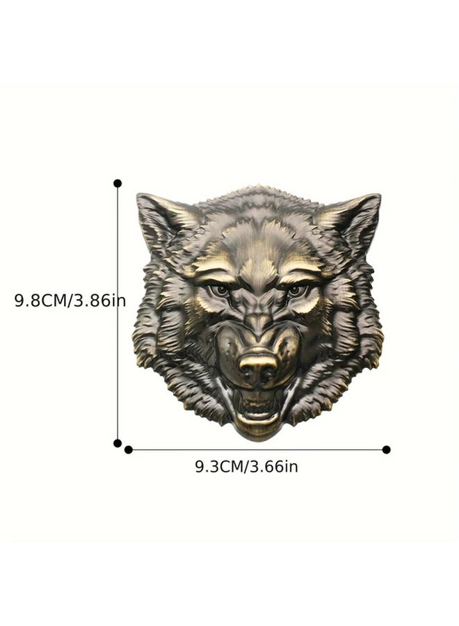1 Piece Wolf Head Metal Car Sticker Antique Silvery Wolf Side Door Rear Tail Decoration - Image 2