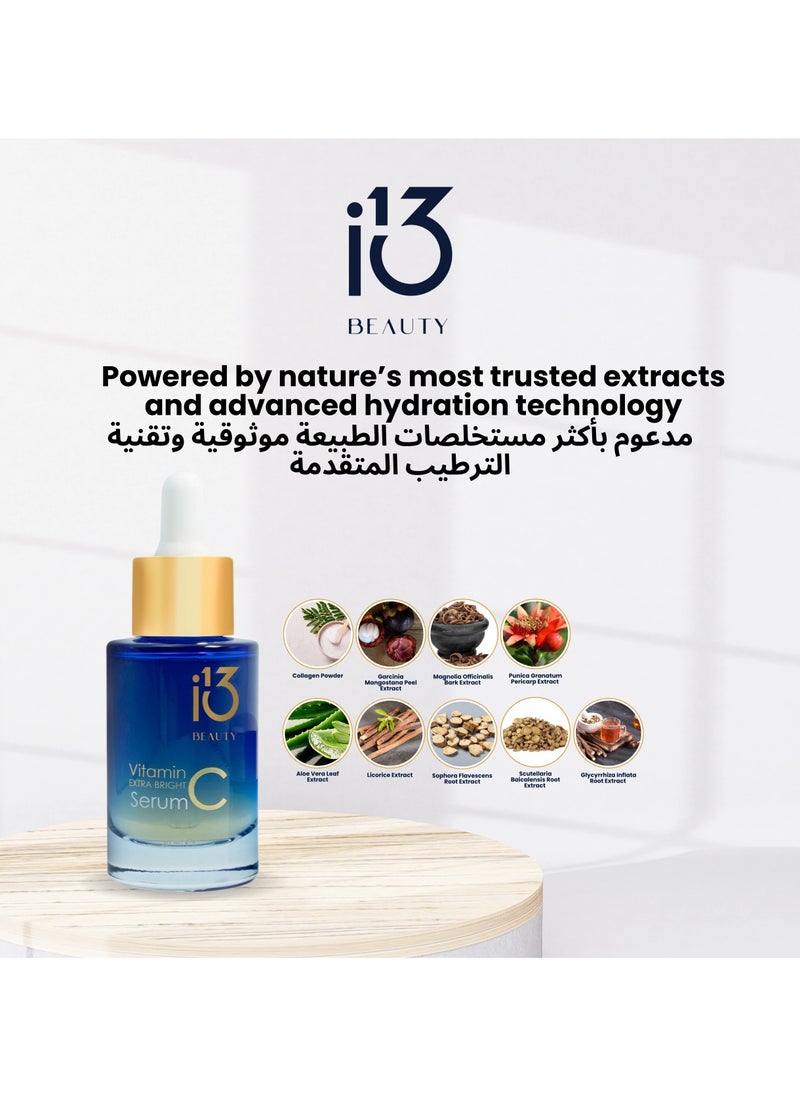 i13 Beauty - i13 Beauty Vitamin C Extra Bright Serum – Deep Hydration, Skin Brightening, Dark Spot Corrector, Anti-Aging & Firming Formula – Hyaluronic Acid & Antioxidant Boost – 30ml - Image 1