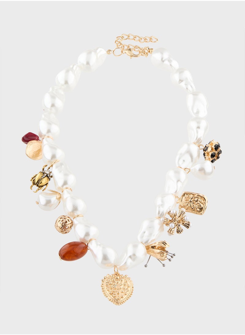 Ginger Multi Charm Beaded Necklace  - Image 1