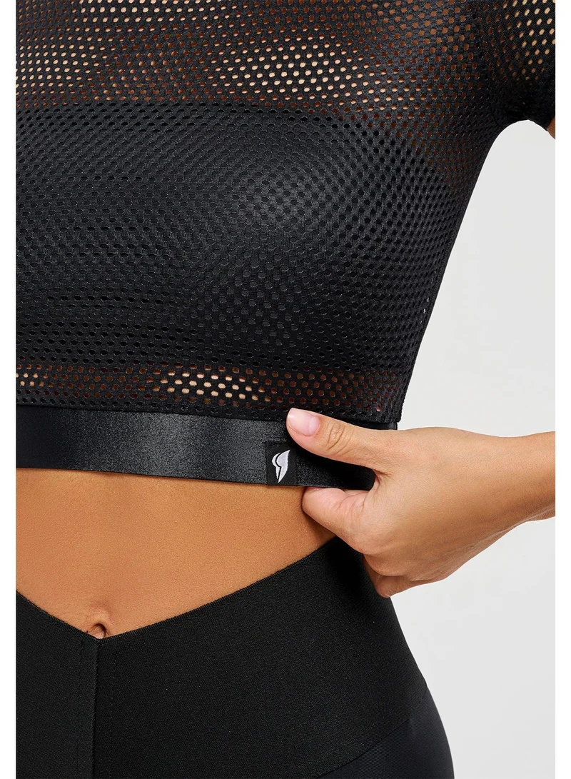 Bona Fide Mini Rash Fresh Black Mini Rash Fresh Crop Gym Top for Women | Best Price UAE