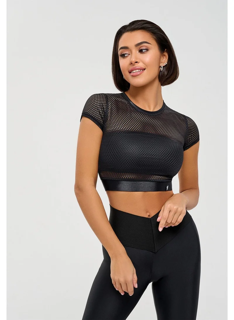 Bona Fide Mini Rash Fresh Black Mini Rash Fresh Crop Gym Top for Women | Best Price UAE