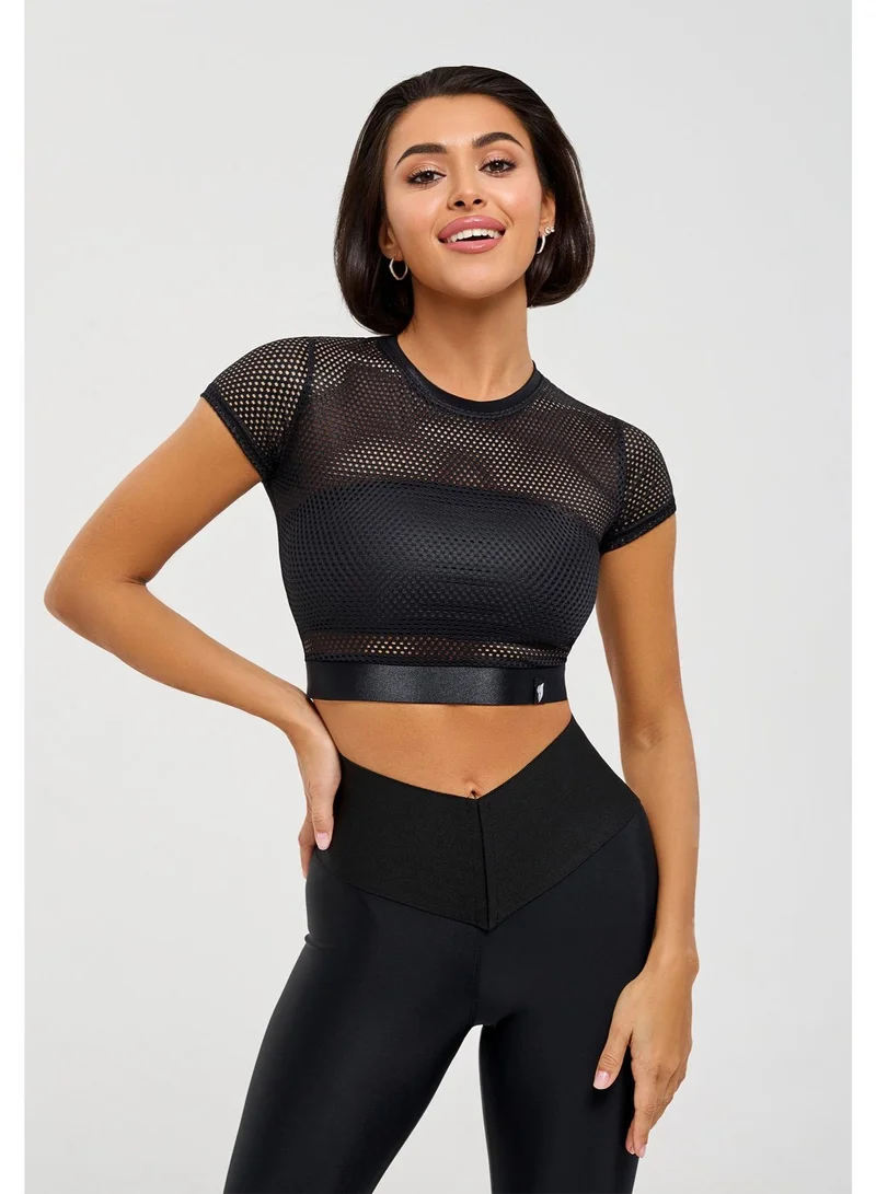 Bona Fide Mini Rash Fresh Black Mini Rash Fresh Crop Gym Top for Women | Best Price UAE