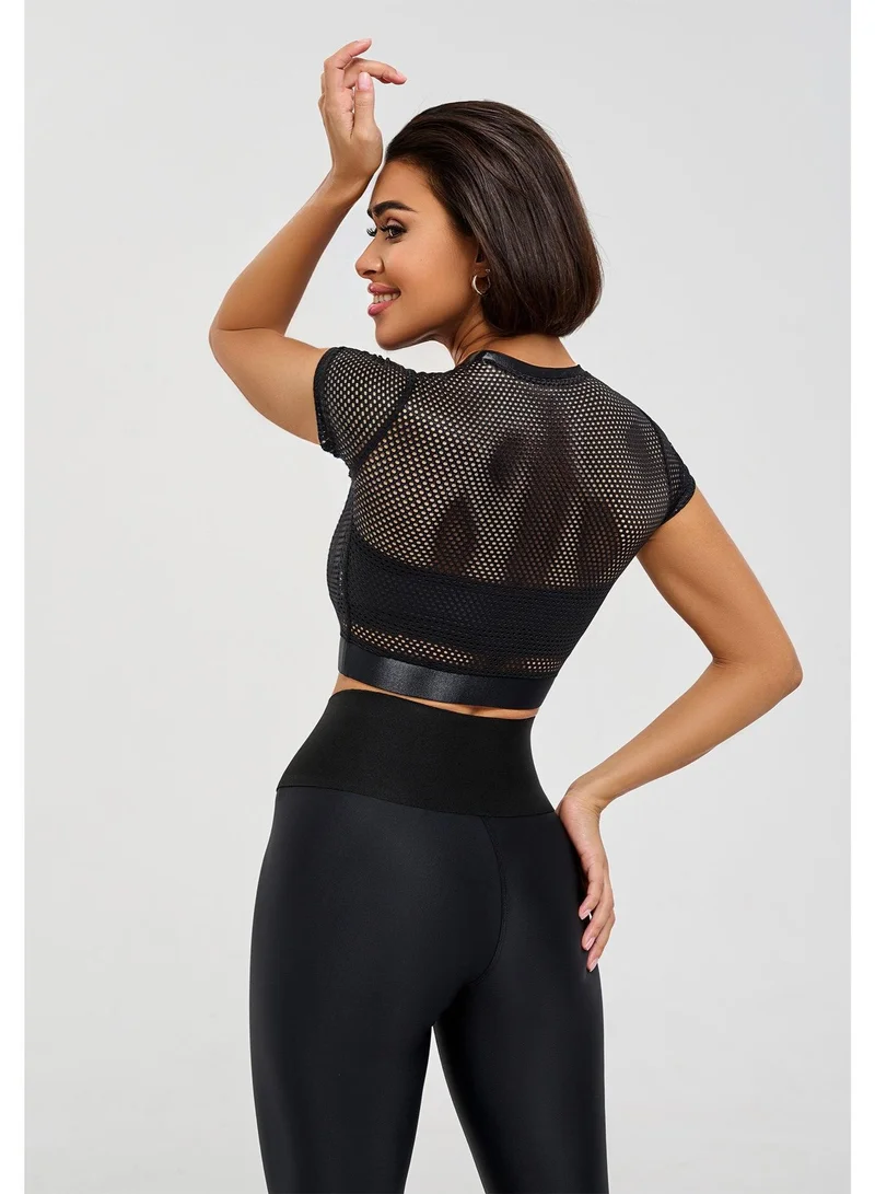 Bona Fide Mini Rash Fresh Black Mini Rash Fresh Crop Gym Top for Women | Best Price UAE
