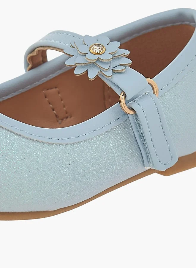 Flora Bella By Shoexpress Girls Textured Ballerina Shoes With Hook And Loop Closure