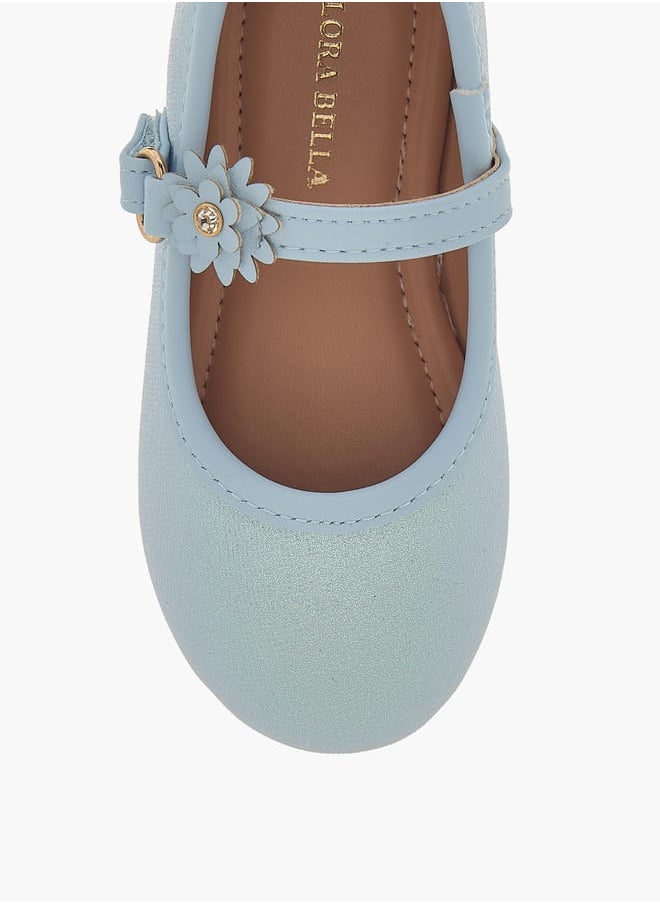 Flora Bella By Shoexpress Girls Textured Ballerina Shoes With Hook And Loop Closure  - Image 4