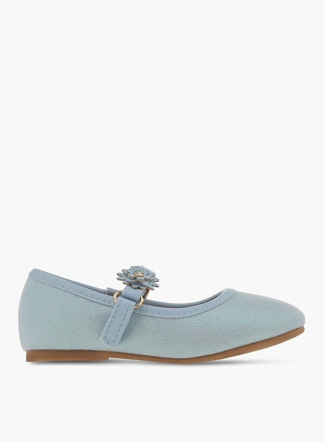 Flora Bella By Shoexpress Girls Textured Ballerina Shoes With Hook And Loop Closure
