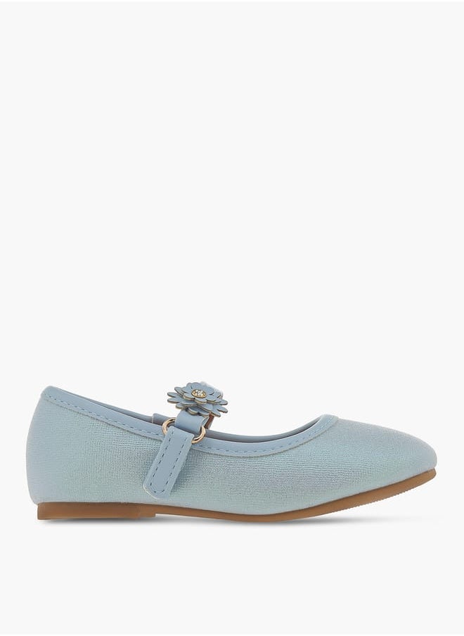 Flora Bella By Shoexpress Girls Textured Ballerina Shoes With Hook And Loop Closure  - Image 3