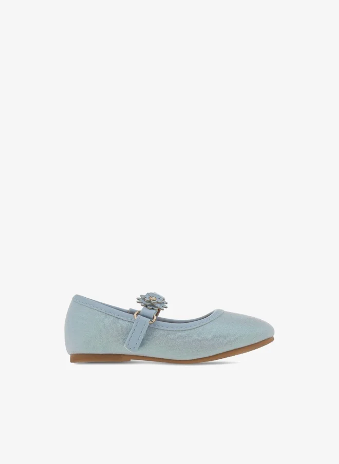 Flora Bella By Shoexpress Girls Textured Ballerina Shoes With Hook And Loop Closure