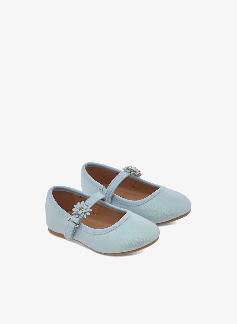 Flora Bella By Shoexpress Girls Textured Ballerina Shoes With Hook And Loop Closure