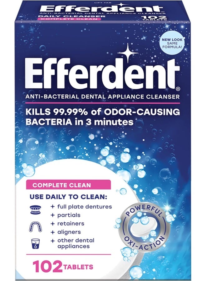 Efferdent Original Anti-Bacterial Denture Cleanser Tablets | 102 Count | Packaging May Vary - Image 1