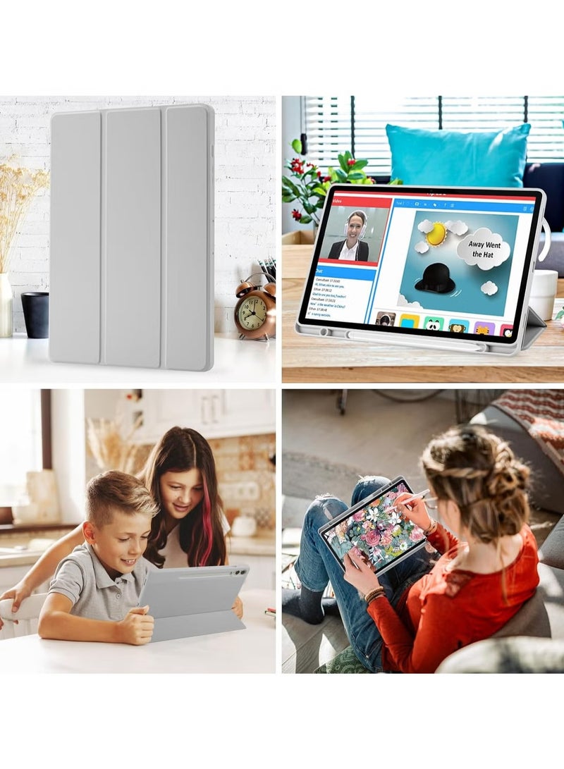 ELTRAZONE Samsung Galaxy Tab S10 Plus 12.4 Inch Case with S Pen Holder – Soft TPU Tri-Fold Stand, Protective Cover, Auto Wake/Sleep, S Pen Charging Support, Gray Silver - Image 5