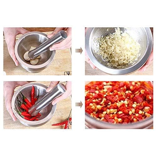 Olpad Mortar and Pestle 188 Stainless Steel Mortar Set Grind Food Herbs Spices Food Beans Garlic Kitchen Tool with Lid Large 115 cm - Image 4