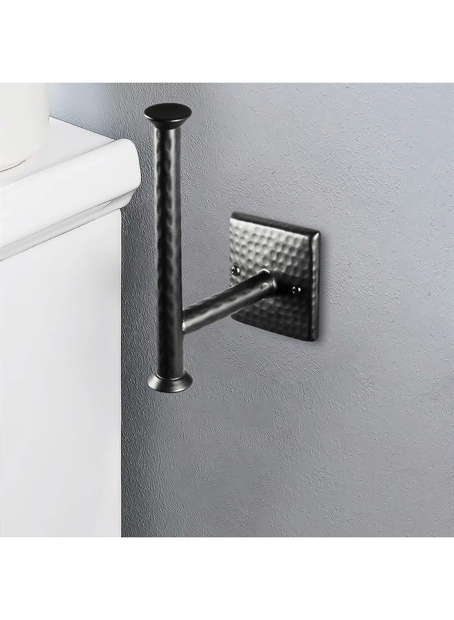 Monarch Abode 19133 Hand Hammered Metal Toilet Paper Holder and Dispenser for Bathroom Hardware and Storage, Holds, Dispenses, Mounting Hardware Included, Matte Black - Image 3