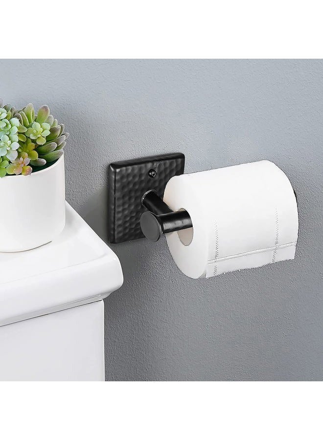 Monarch Abode 19133 Hand Hammered Metal Toilet Paper Holder and Dispenser for Bathroom Hardware and Storage, Holds, Dispenses, Mounting Hardware Included, Matte Black - Image 4