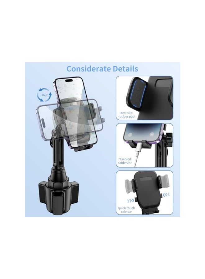S-TOP Cup Phone Mount for Car, Upgraded Universal Phone Holder with Long Adjustable Neck, Compatible with iPhone, Samsung, Google and All Smartphones - Image 1