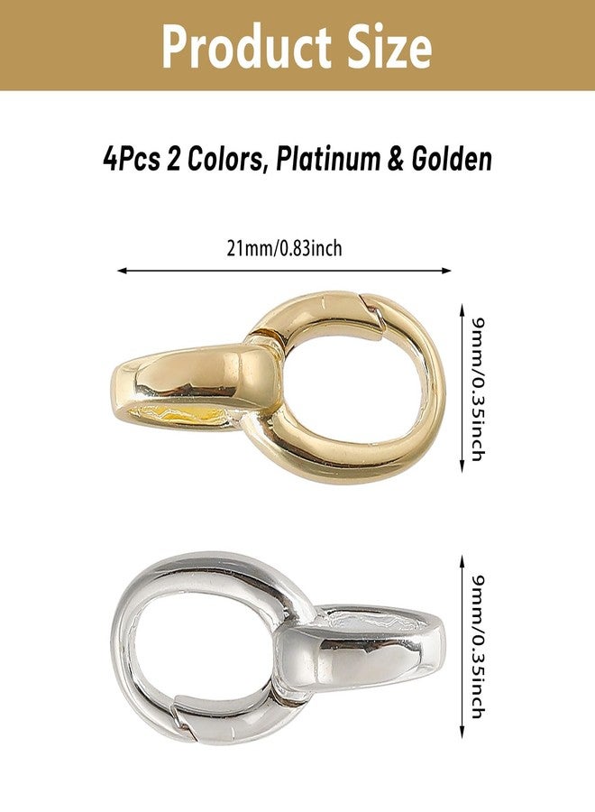 CHGCRAFT 4Pcs 2 Colors Brass Clasps Platinum Golden Charm Holder Pendant Flat Round Clasps Pendant Clasp for Necklace Jewelry Making Bracelet Clasps and Closures - Image 2