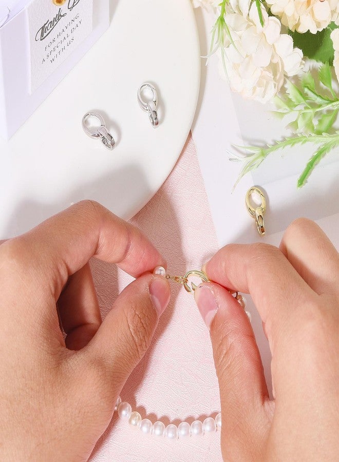 CHGCRAFT 4Pcs 2 Colors Brass Clasps Platinum Golden Charm Holder Pendant Flat Round Clasps Pendant Clasp for Necklace Jewelry Making Bracelet Clasps and Closures - Image 4