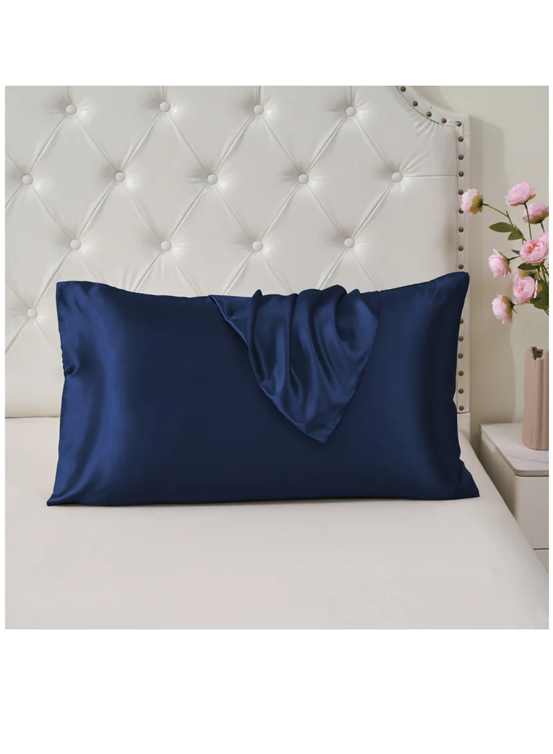 Donetella Satin Pillowcases 2-Pcs Soft And Silky Pillow Cover For Hair And Skin Care With Envelope Closure (Without Pillow Insert),Blue