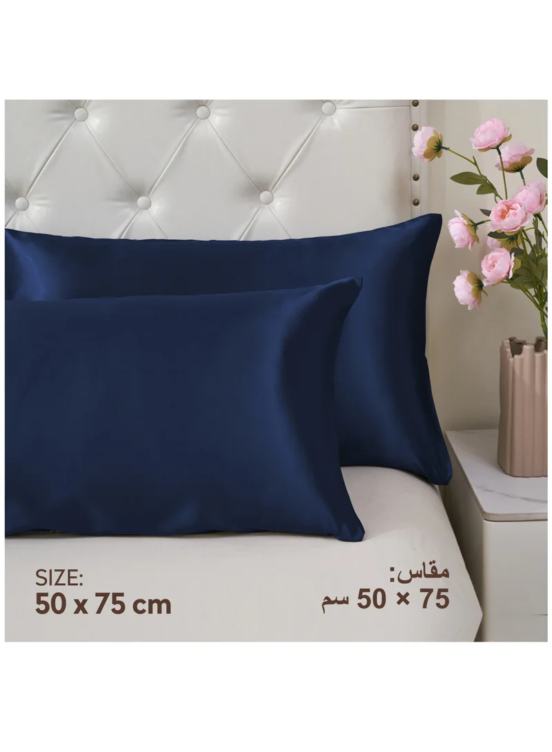 Donetella Satin Pillowcases 2-Pcs Soft And Silky Pillow Cover For Hair And Skin Care With Envelope Closure (Without Pillow Insert),Blue