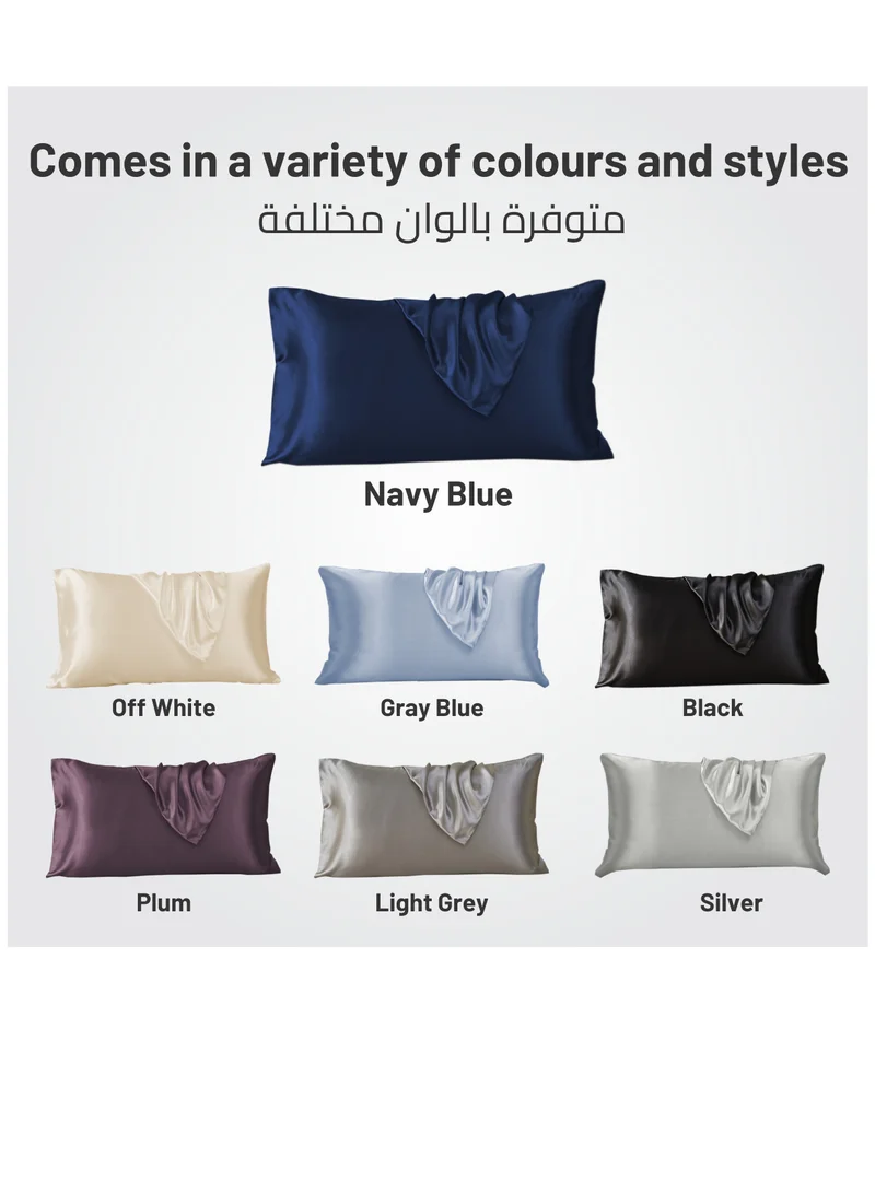 Donetella Satin Pillowcases 2-Pcs Soft And Silky Pillow Cover For Hair And Skin Care With Envelope Closure (Without Pillow Insert),Blue