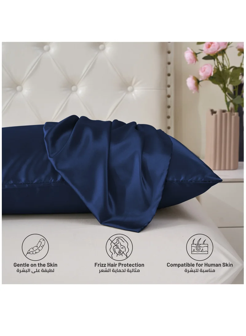 Donetella Satin Pillowcases 2-Pcs Soft And Silky Pillow Cover For Hair And Skin Care With Envelope Closure (Without Pillow Insert),Blue