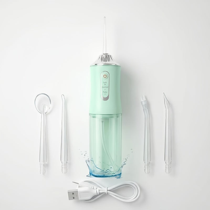 White USB Rechargeable Water Flosser Oral Irrigator 4 Nozzles Travel Care - Image 5