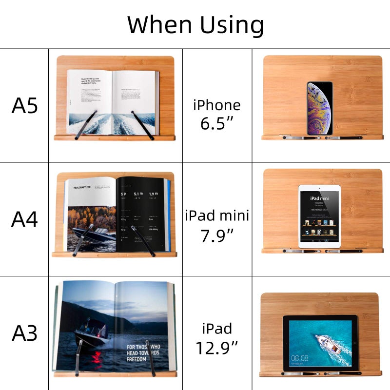 wishacc حامل كتب wishacc XL-حجم كبير 15.4" × 11.0" لوح رئيسي - حامل كتب قابل للتعديل وقابل للطي مع مشابك لحمل الصفحات - يحمل كتب الطبخ، كتب الوصفات، الكتب الدراسية، الأجهزة اللوحية، أجهزة الكمبيوتر المحمولة، كتب الموسيقى، المستندات - Image 2