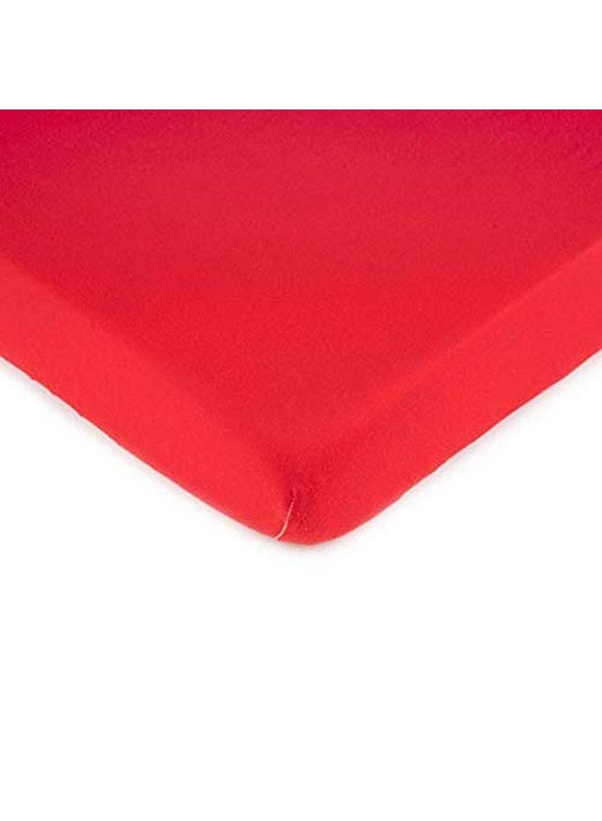 SHEETWORLD.COM SheetWorld Fitted 100% Cotton Jersey Pack N Play Sheet Fits Graco 27 x 39, Solid Red, Made in USA - Image 1