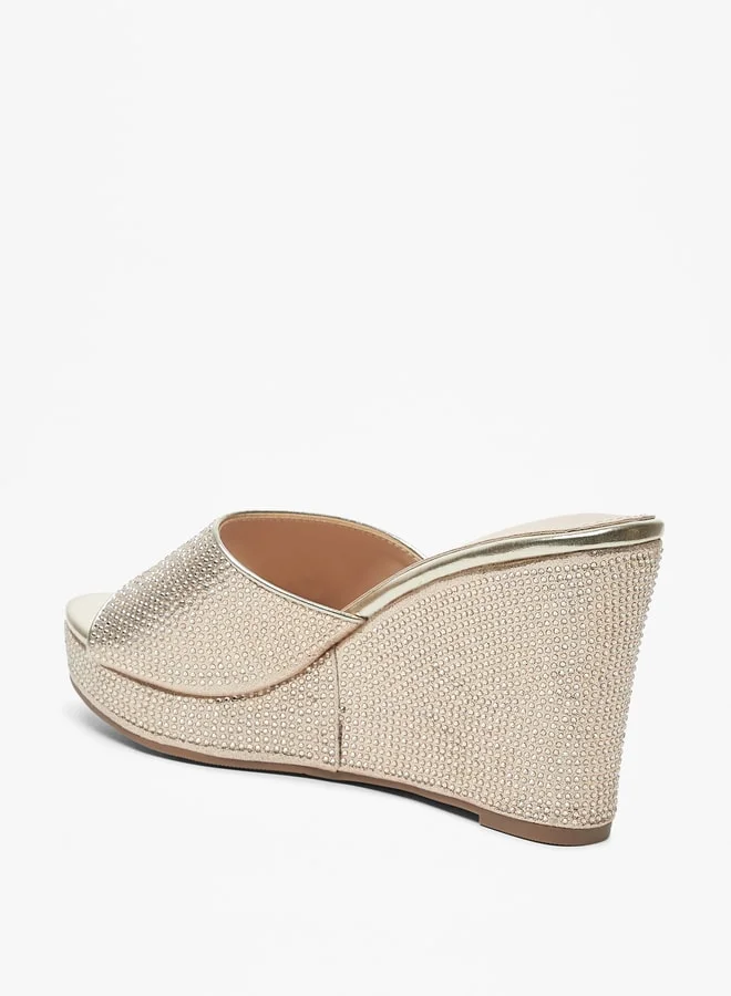 فلورا بيلا Women's Embellished Slip-On Sandals with Wedge Heels