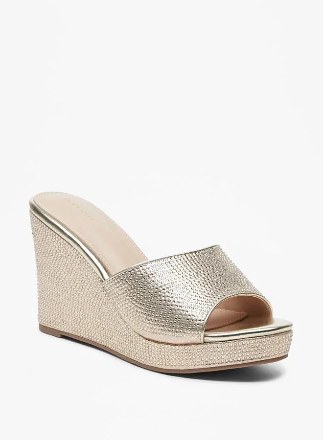 فلورا بيلا Women's Embellished Slip-On Sandals with Wedge Heels