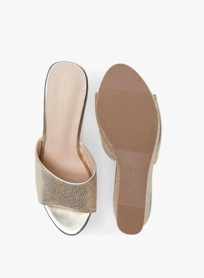 فلورا بيلا Women's Embellished Slip-On Sandals with Wedge Heels