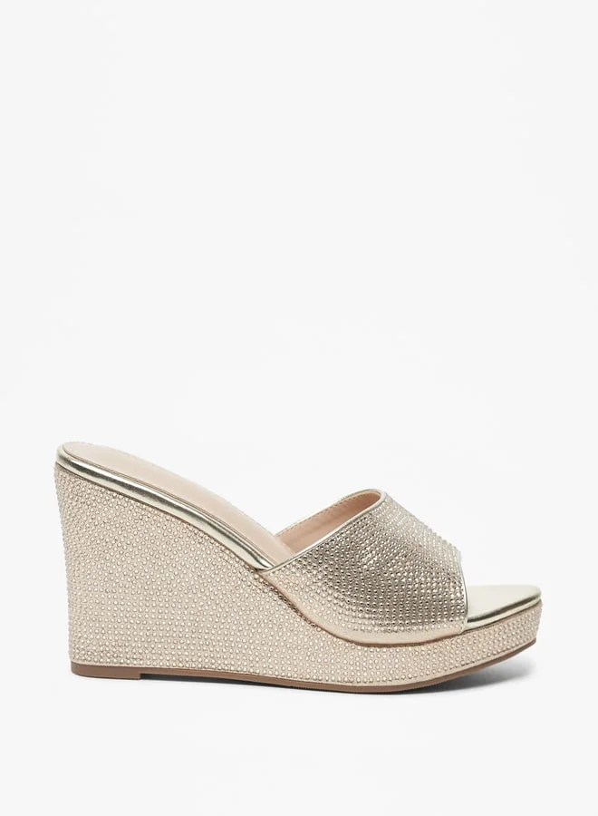 فلورا بيلا Women's Embellished Slip-On Sandals with Wedge Heels