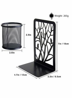 KASTWAVE Decorative Bookends, 2 Pair Metal 1 Free Pen Holder–Heavy Bookends for Shelves w/ Exquisite and Vivid Design, Excellent Low-Profile Addition to Any Decor  - Image 5