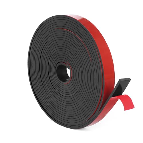 WochiTV Adhesive Solid Rubber Strips, 1/2" Wide x 1/16" Thick x 180" Long Self Stick Black Neoprene Rubber Rolls Perfect for DIY Insulation Cushion Gasket, Sealing, Liner, Weather Striping - Image 1